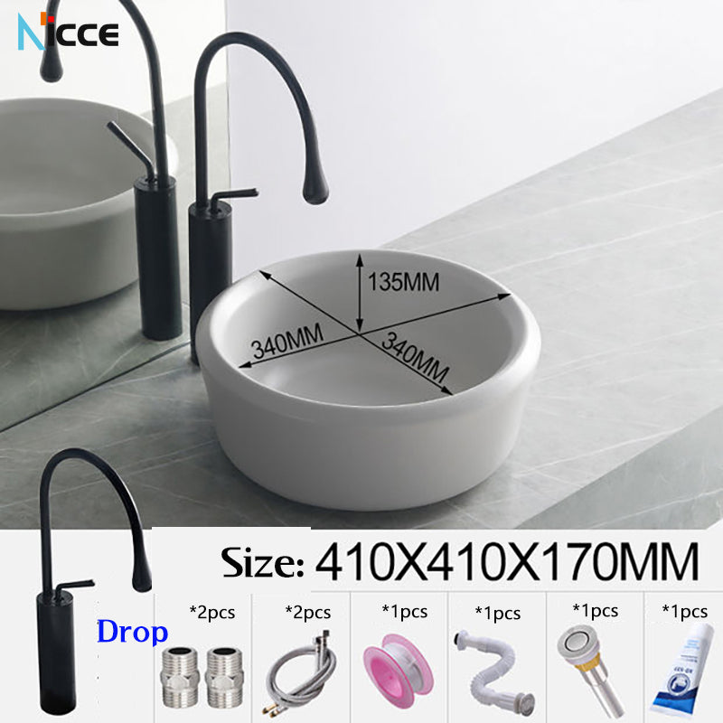 Nordic minimalist bathroom light gray washbasin matte ceramic countertop basin hot and cold water faucet toilet sink drain set