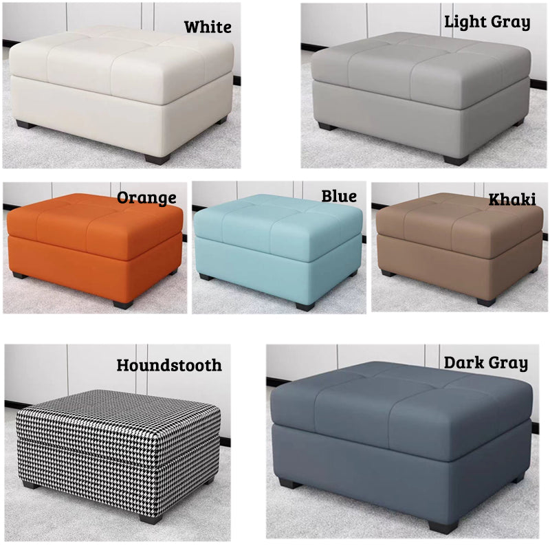 Nordic style Colorful Detachable Washable Fabric Single Sofa, Simple Square Ottoman with Storage for Changing Shoes