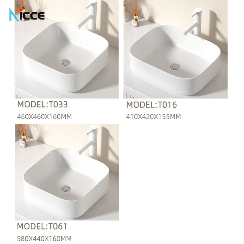 Nordic simple white ceramic basin countertop bathroom basen outdoor sink