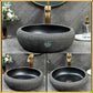 Home Retro simple Chinese ceramic basin toilet Creative stone thread porcelain outdoor balcony countertop basin art bathroom sink tap set