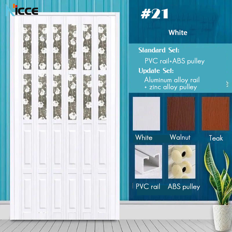 Customize Home sliding door bathroom PVC folding door kitchen room aluminum alloy slide rail multi-function partition