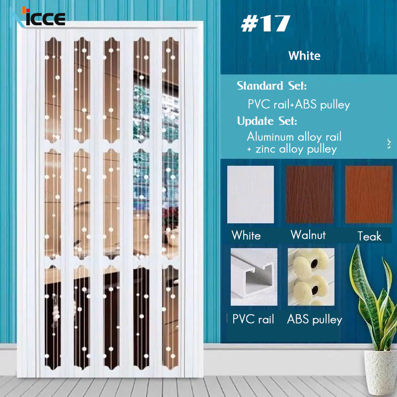 Customize Home sliding door bathroom PVC folding door kitchen room aluminum alloy slide rail multi-function partition