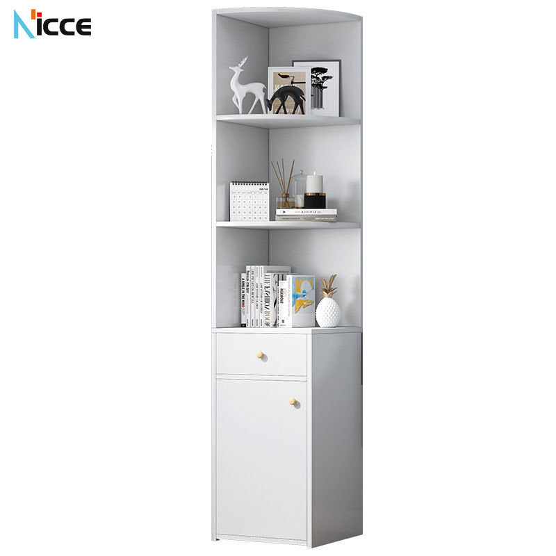 Simple home multifunctional corner cabinet MDF triangle floor bookcase small apartment corner storage rack  kabinet buku almari baju cabinet dapur almari buku