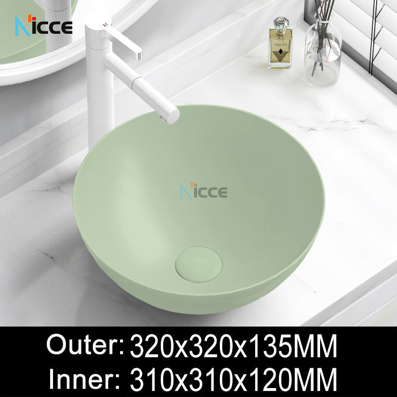 Nordic simple luxury bathroom ceramic countertop basin washing basin hotel balcony outdoor toilet art porcelain green sink