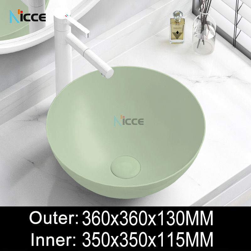 Nordic simple luxury bathroom ceramic countertop basin washing basin hotel balcony outdoor toilet art porcelain green sink