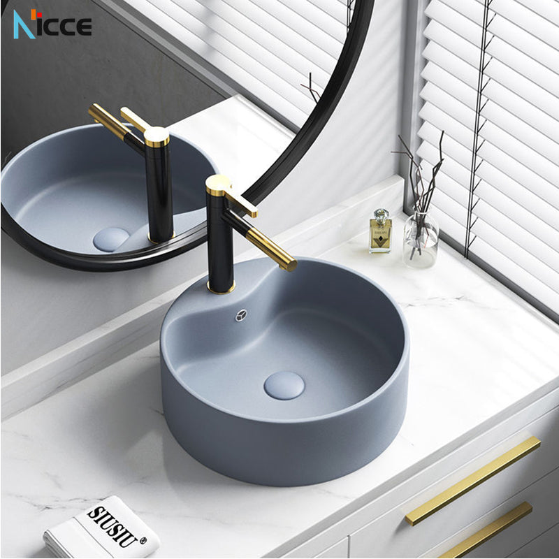 Household ceramic washbasin business gray multi-size round square above counter basin