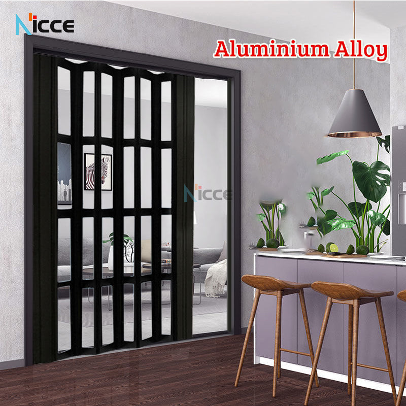 Customize aluminum alloy folding door thickened 15cm panel metal door shop balcony door waterproof fireproof rustproof heat insulation without bottom rail durable metal pintu