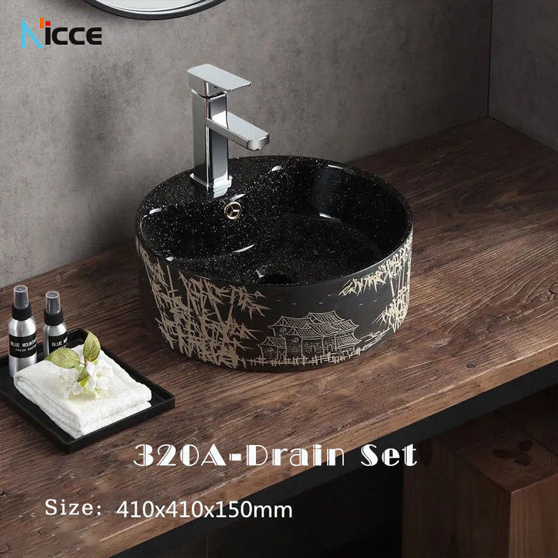 Home Chinese style bathroom basin retro simple ceramic toilet basen