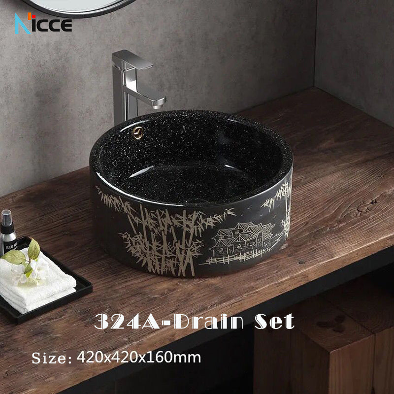 Home Chinese style bathroom basin retro simple ceramic toilet basen