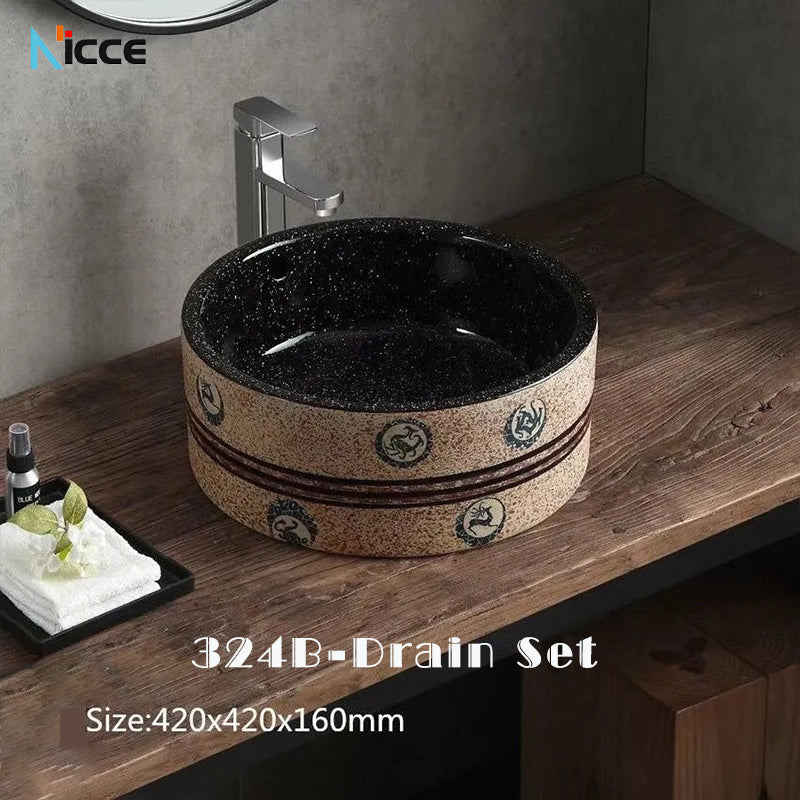 Home Chinese style bathroom basin retro simple ceramic toilet basen