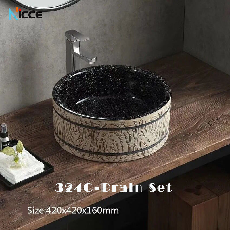 Home Chinese style bathroom basin retro simple ceramic toilet basen