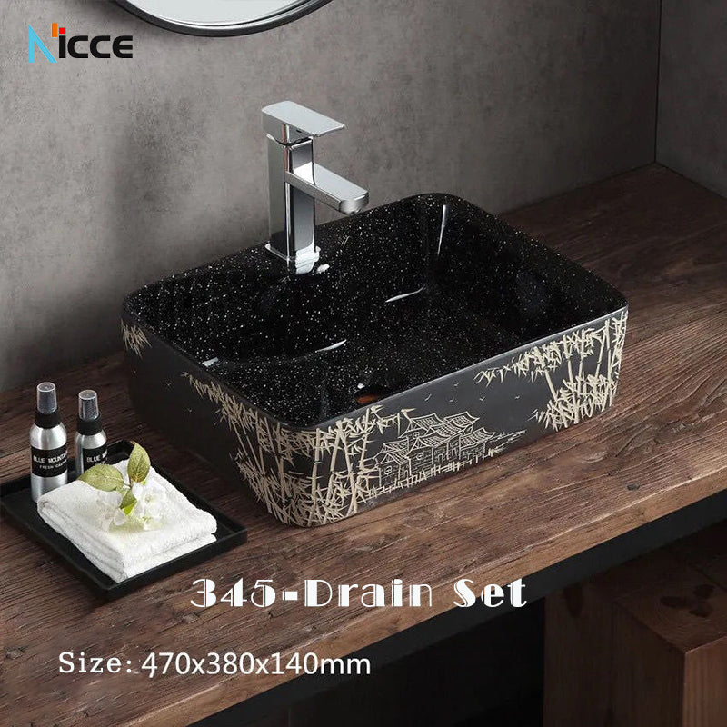 Home Chinese style bathroom basin retro simple ceramic toilet basen