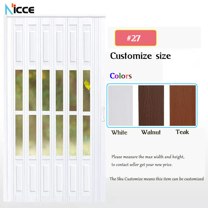 Customize Home sliding door bathroom PVC folding door kitchen room aluminum alloy slide rail multi-function partition