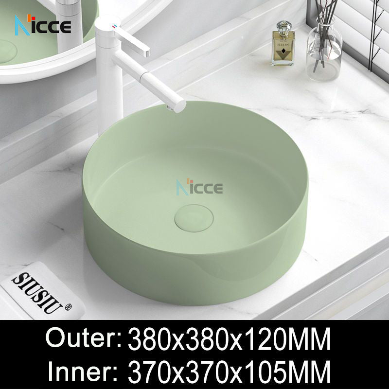 Nordic simple luxury bathroom ceramic countertop basin washing basin hotel balcony outdoor toilet art porcelain green sink