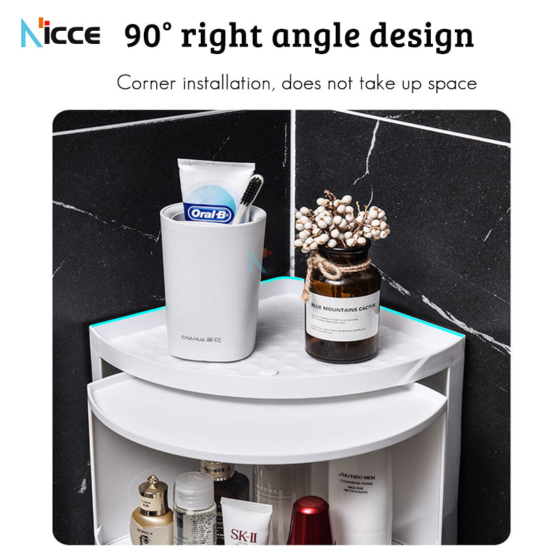 Home multifunctional toilet rack free punching plastic rotatable wall-mounted storage cabinet bathroom vanity countertop tripod kitchen spice shelf