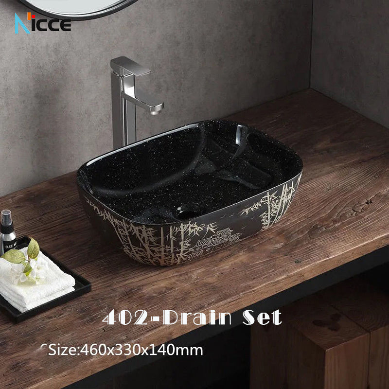 Home Chinese style bathroom basin retro simple ceramic toilet basen