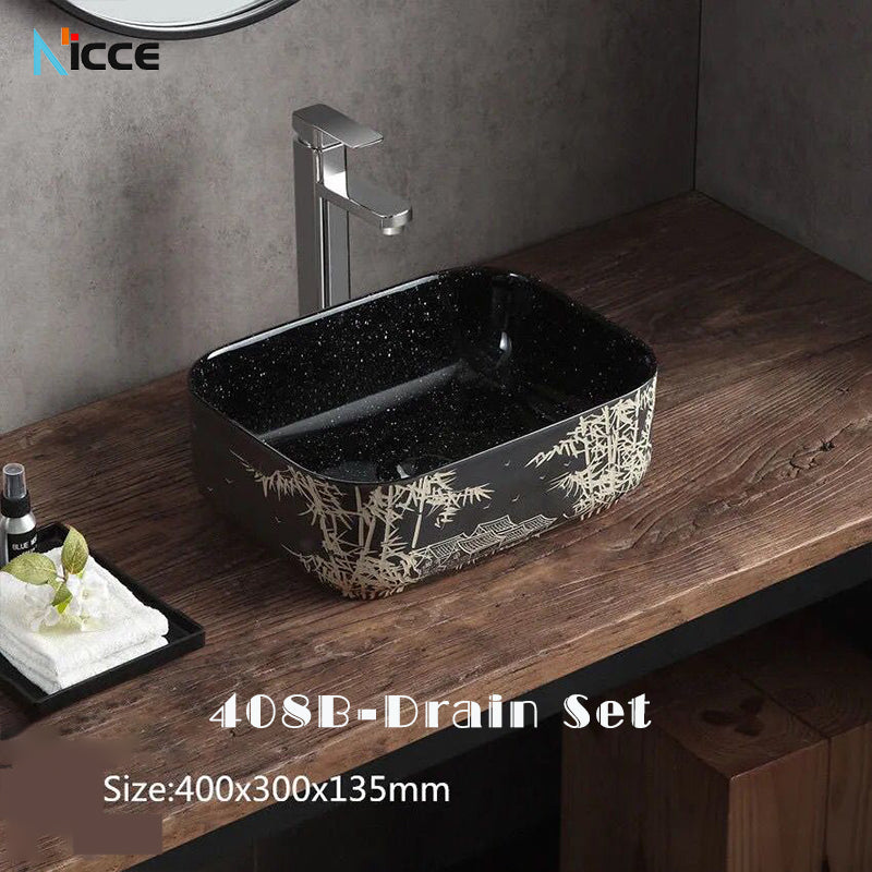 Home Chinese style bathroom basin retro simple ceramic toilet basen