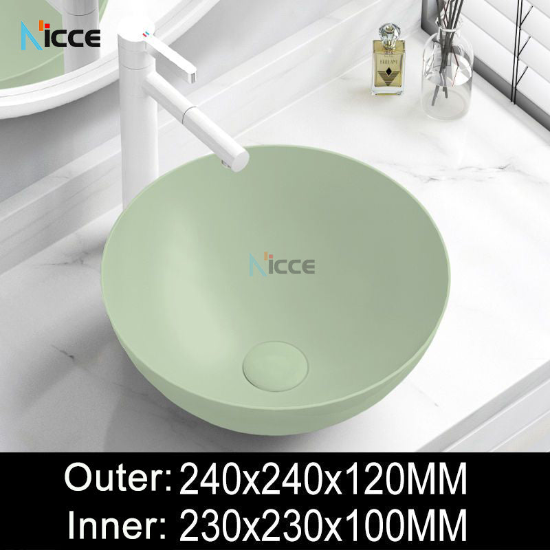 Nordic simple luxury bathroom ceramic countertop basin washing basin hotel balcony outdoor toilet art porcelain green sink