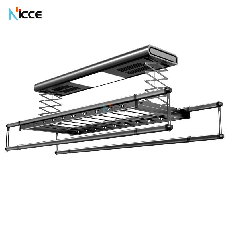 Home smart dry pole retractable aluminum alloy can be hot and cold air-dried ultraviolet disinfection hanging drying rack balcony with lights indoor drying shelf