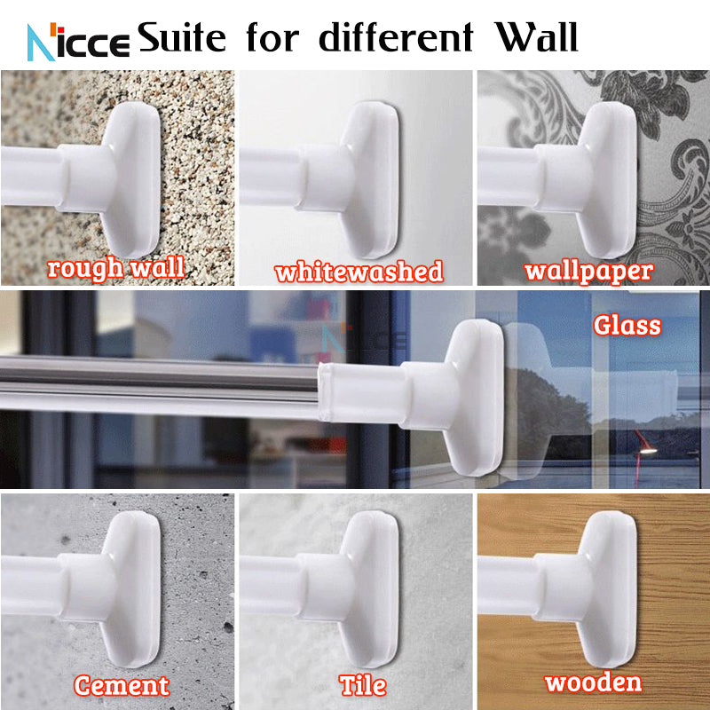 Household free punching stainless steel balcony clothes drying rod retractable multifunctional bathroom shower curtain rod adjustable wardrobe hanger curtain rod