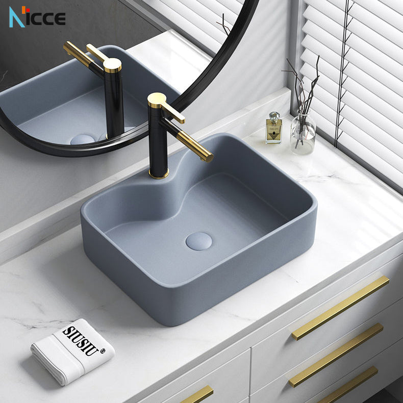 Household ceramic washbasin business gray multi-size round square above counter basin