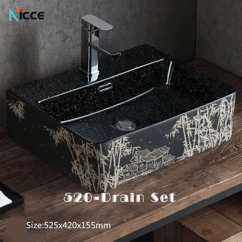 Home Chinese style bathroom basin retro simple ceramic toilet basen