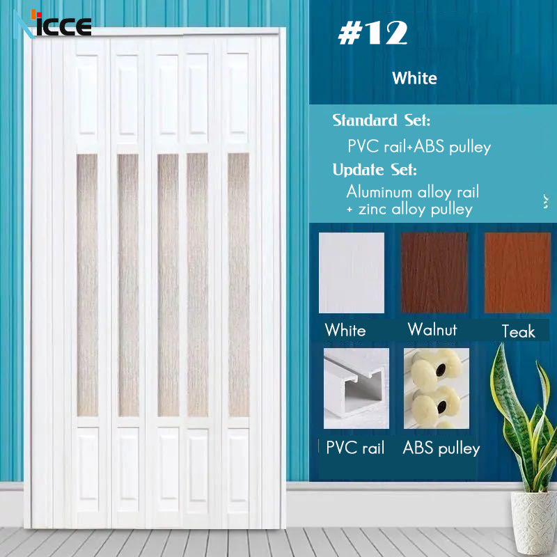 Customize Home sliding door bathroom PVC folding door kitchen room aluminum alloy slide rail multi-function partition