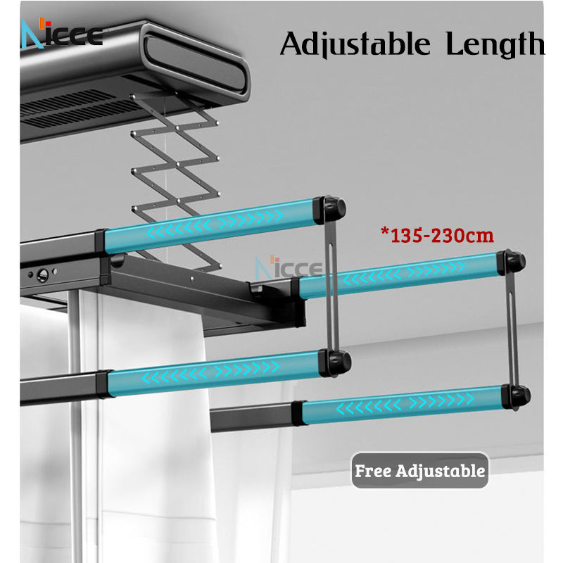 Home smart dry pole retractable aluminum alloy can be hot and cold air-dried ultraviolet disinfection hanging drying rack balcony with lights indoor drying shelf