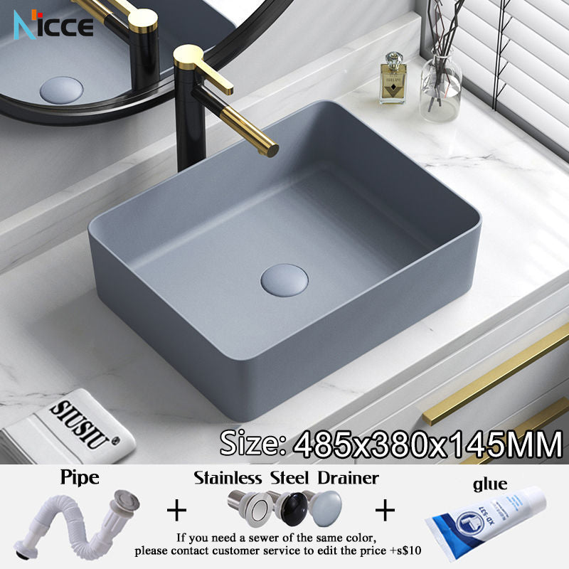 Household ceramic washbasin business gray multi-size round square above counter basin