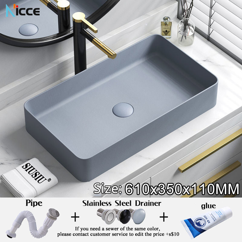 Household ceramic washbasin business gray multi-size round square above counter basin