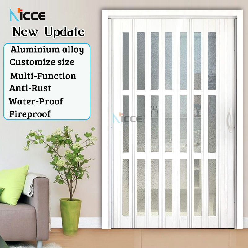 Customize aluminum alloy folding door thickened 15cm panel metal door shop balcony door waterproof fireproof rustproof heat insulation without bottom rail durable metal pintu