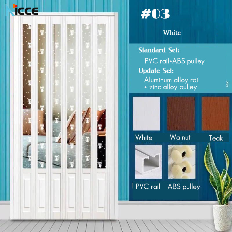 Customize Home sliding door bathroom PVC folding door kitchen room aluminum alloy slide rail multi-function partition