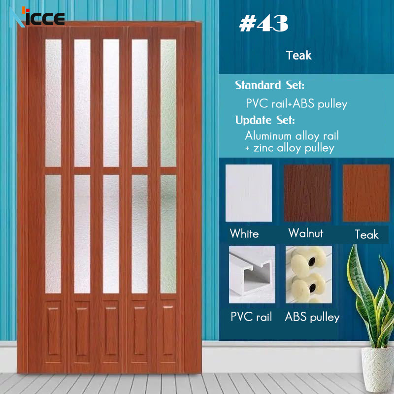 Customize Home sliding door bathroom PVC folding door kitchen room aluminum alloy slide rail multi-function partition