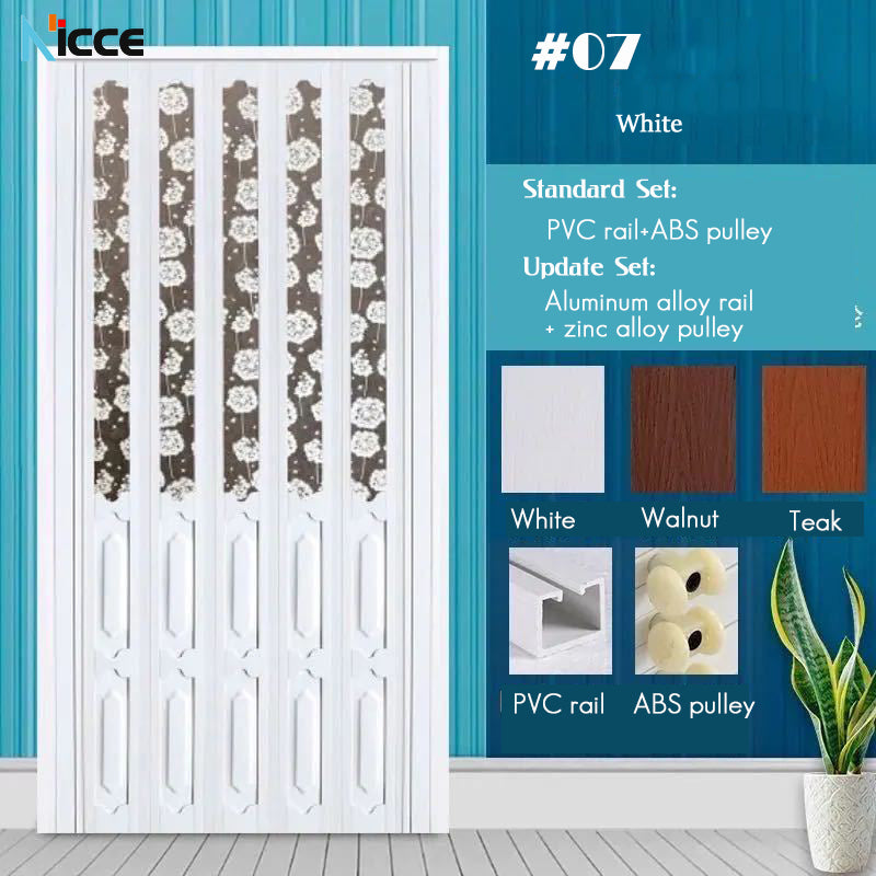 Customize Home sliding door bathroom PVC folding door kitchen room aluminum alloy slide rail multi-function partition