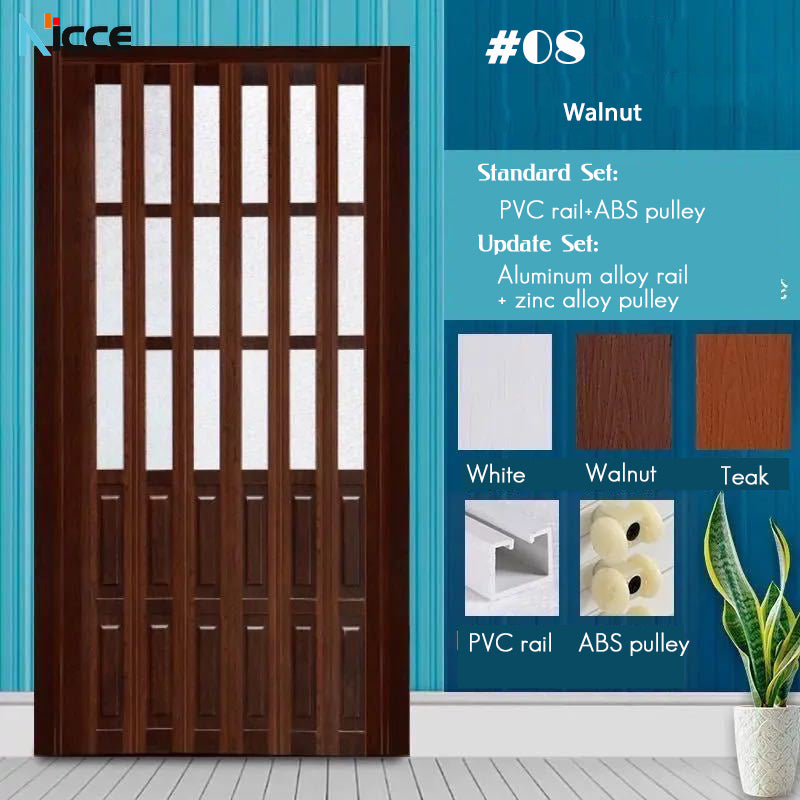 Customize Home sliding door bathroom PVC folding door kitchen room aluminum alloy slide rail multi-function partition