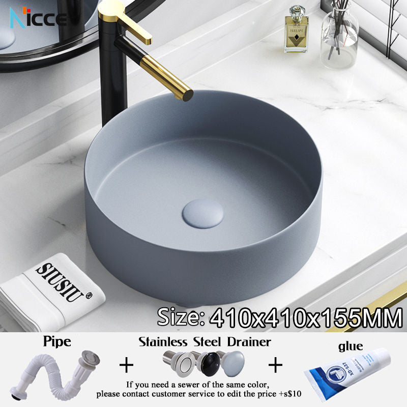 Household ceramic washbasin business gray multi-size round square above counter basin