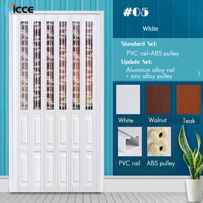 Customize Home sliding door bathroom PVC folding door kitchen room aluminum alloy slide rail multi-function partition