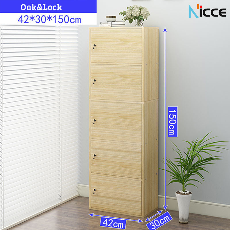 Household simple door locker floor-to-ceiling 30cm deep living room storage cabinet study economical bookcase office with lock file kabinet