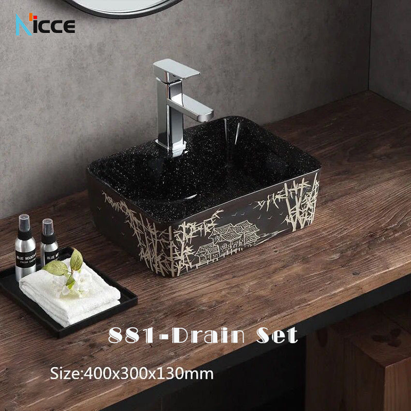 Home Chinese style bathroom basin retro simple ceramic toilet basen