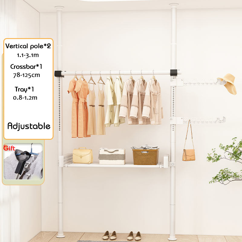 Home multi-functional wardrobe without punching top-to-bottom clothes rack simple floor-to-ceiling folding indoor telescopic clothes-drying pole