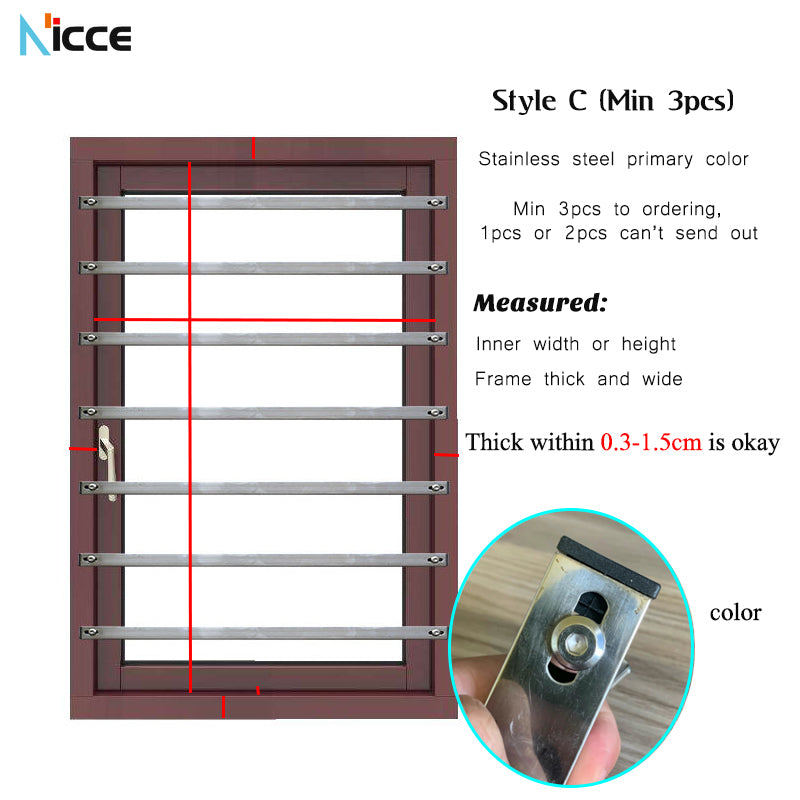 Customize home multifunctional window fence 3pcs thickened aluminum alloy punch-free safety guardrail sliding window