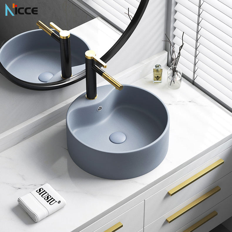 Household ceramic washbasin business gray multi-size round square above counter basin