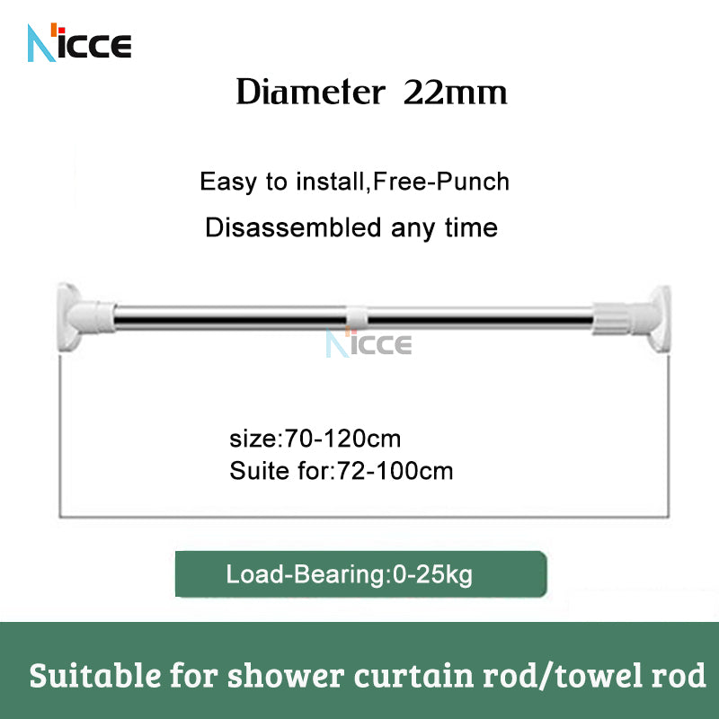 Household free punching stainless steel balcony clothes drying rod retractable multifunctional bathroom shower curtain rod adjustable wardrobe hanger curtain rod