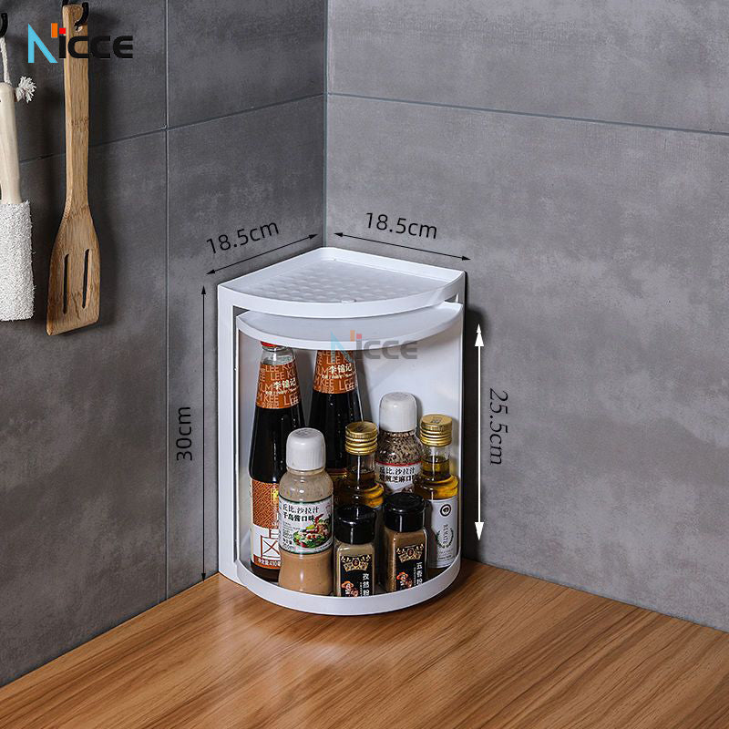 Home multifunctional toilet rack free punching plastic rotatable wall-mounted storage cabinet bathroom vanity countertop tripod kitchen spice shelf