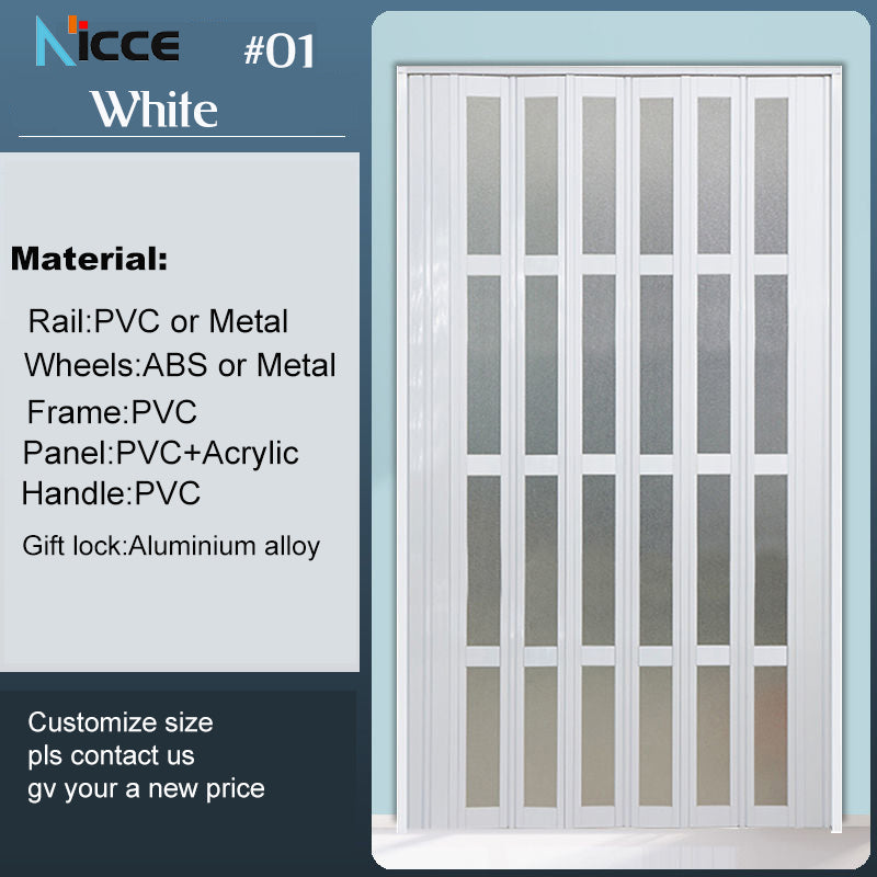 Customize PVC toilet door home kitchen slide door office door patition sliding folding partition divider PVC fold pintu