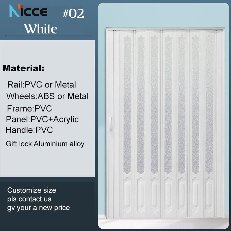 Customize PVC toilet door home kitchen slide door office door patition sliding folding partition divider PVC fold pintu