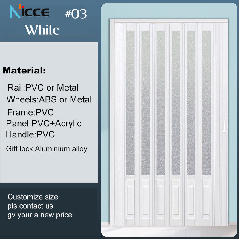Customize PVC toilet door home kitchen slide door office door patition sliding folding partition divider PVC fold pintu