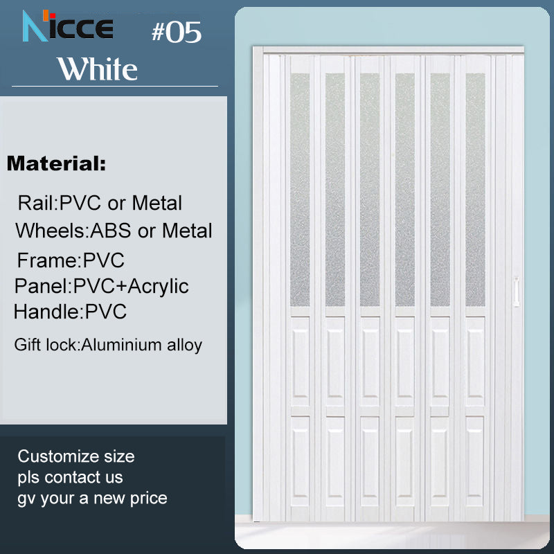 Customize PVC toilet door home kitchen slide door office door patition sliding folding partition divider PVC fold pintu