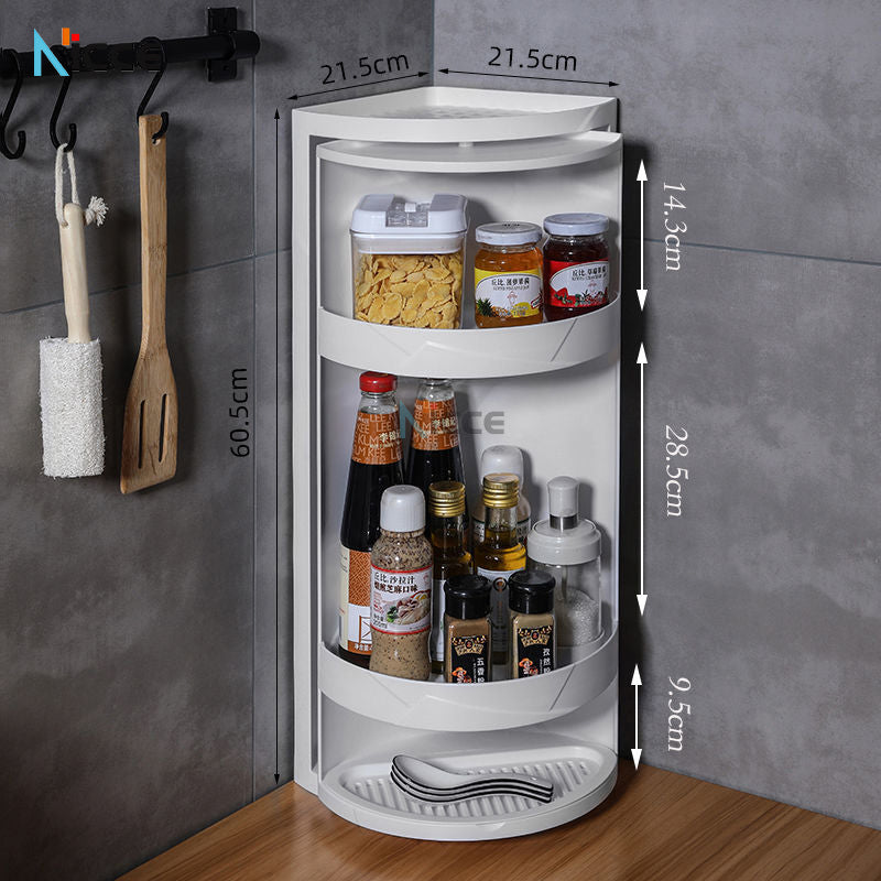 Home multifunctional toilet rack free punching plastic rotatable wall-mounted storage cabinet bathroom vanity countertop tripod kitchen spice shelf