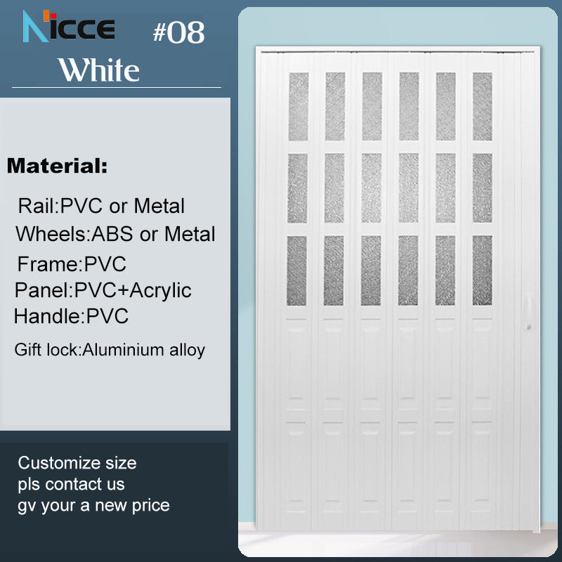 Customize PVC toilet door home kitchen slide door office door patition sliding folding partition divider PVC fold pintu